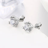 Rose Gold Platinum Plated Earrings Stud AAA Zirconia Push Back .24" L323