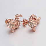 Rose Gold Platinum Plated Earrings AAA Zirconia Push Back Sugar Glider .52" L289