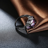 Gold Plated Black Gunmetal P Fashion Ring Red AAA Zirconia Women B319