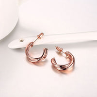 Rose Gold Platinum Plated  Earrings Stud  Push Back .8" L240