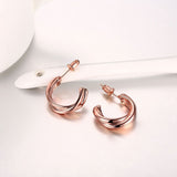 Rose Gold Platinum Plated  Earrings Stud  Push Back .8" L240