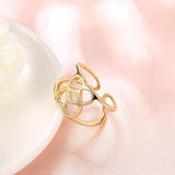 Rose Gold Platinum Plated Fashion Ring Women Open Double Line B476