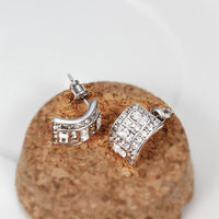 Rose Gold Platinum Plated  Earrings Stud AAA Zirconia Push Back .36" L297