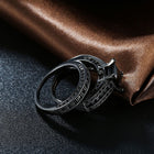 Gold Plated Black Gunmetal P Fashion Set Ring  AAA Zirconia Women B344