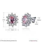 Platinum Plated Colors  Earrings Stud AAA Cubic Zirconia Push Back .48" L246