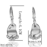 Platinum Plated Earrings Drop Dangle Zirconia Fish Hook Feet Foot .52" L248