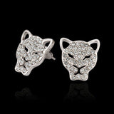 Rose Gold Platinum Plated  Earrings Stud AAA Zirconia Push Back  Puma .52" L314