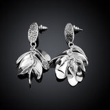 Rose Gold Plated Earrings Drop Dangle Fish Hook Leaf 52" L265