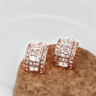 Rose Gold Platinum Plated  Earrings Stud AAA Zirconia Push Back .36" L297