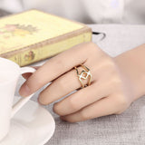 Rose Gold Platinum Plated Fashion Ring Women Open Double Line B475