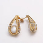 Rose Gold Platinum Plated  Earrings Stud AAA Zirconia Push Back Drop .52" L288