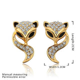 Rose Gold Platinud Plated Stud  AAA Zirconia Fox Earrings L437