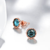 Rose Gold Plated Earrings Stud Czech Drill AAA Zirconia Push Back .34 L172