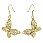 Rose Gold Platinum Plated  Earrings AAA Zirconia Fish Hook Butterfly .52 L230