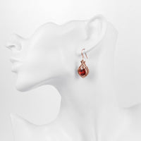 Rose Gold Platinum Plated Red Earrings AAA Zirconia Fish Hook .52" L232