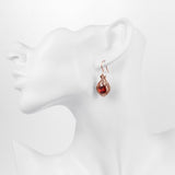 Rose Gold Platinum Plated Red Earrings AAA Zirconia Fish Hook .52" L232