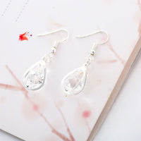 Gold Platinum Plated Earrings Drop Dangle AAA Zirconia Fish Hook L209