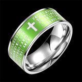 Stainless Steel Fashion Ring Black Women Cross Prayer B457