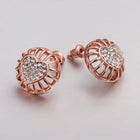 Rose Gold Platinum Plated Earrings Stud AAA Zirconia Push Back Heart .56" L272