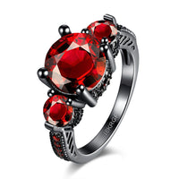 Gold Plated Black Gunmetal P Fashion Ring Red AAA Zirconia Women B319