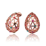 Rose Gold Platinum Plated  Earrings Stud AAA Zirconia Push Back .56" L312