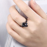 Gold Plated Black Gunmetal P Fashion Ring AAA Zirconia Women  B320