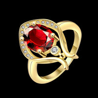 Rose Gold Platinum  Plated Fashion Ring Red AAA Zirconia Women B255