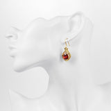 Rose Gold Platinum Plated Red Earrings AAA Zirconia Fish Hook .52" L232