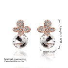 Rose Gold Platinum Plated Earrings Stud AAA Zirconia Push Back .4" L296