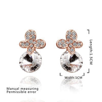 Rose Gold Platinum Plated Earrings Stud AAA Zirconia Push Back .4" L296