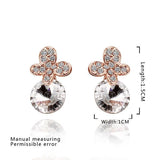 Rose Gold Platinum Plated Earrings Stud AAA Zirconia Push Back .4" L296