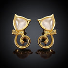Rose Gold Plated Earrings Stud Push Back Cat .48" L263