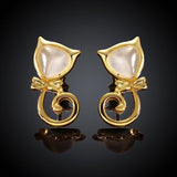 Rose Gold Plated Earrings Stud Push Back Cat .48" L263