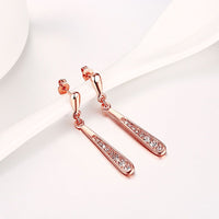 White /Rose Gold Platinum Plated Earrings AAA Zirconia Push Back  .2" L273