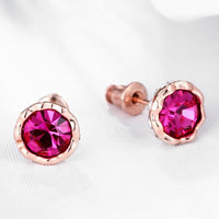 Rose Gold Plated Earrings Stud Czech Drill AAA Zirconia Push Back .34 L172