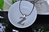 Stainless Steel Leather Necklace Pendant Lover Letter Initial Alphabet