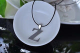 Stainless Steel Leather Necklace Pendant Lover Letter Initial Alphabet