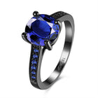 Gold Plated Black Gunmetal  P Fashion Ring AAA Zirconia Women B315