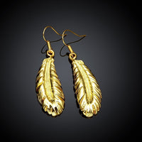 Rose Gold Plated Earrings Drop Dangle Fish Hook Leaf 52" L265