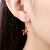 Sterling Silver Plated Earrings Drop Dangle Fish Hook Star .48" L427