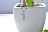 Stainless Steel Leather Necklace Pendant Lover Letter Initial Alphabet