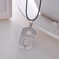 Stainless Steel Leather Necklace Pendant Lover Number 1 2 3 4 5 6 7 8 9