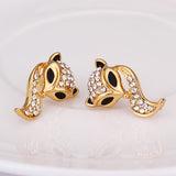 Rose Gold Platinud Plated Stud  AAA Zirconia Fox Earrings L437