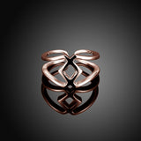 Rose Gold Platinum Plated Fashion Ring Women Open Double Line B475