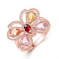 Rose Gold Plated Fashion Ring AAA Zirconia Women Butterfly B260