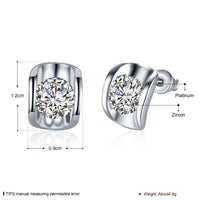 Gold Platinum Plated  Earrings Stud AAA Zirconia Push Back .36" L245