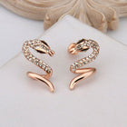 Rose Gold Platinum Plated  Earrings Stud AAA Zirconia Push Back Snake .48" L313
