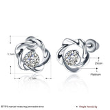 Rose Gold Platinum Plated Earrings Stud AAA Zirconia Push Back Rose .44" L283