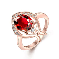 Rose Gold Platinum  Plated Fashion Ring Red AAA Zirconia Women B255