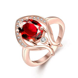 Rose Gold Platinum  Plated Fashion Ring Red AAA Zirconia Women B255